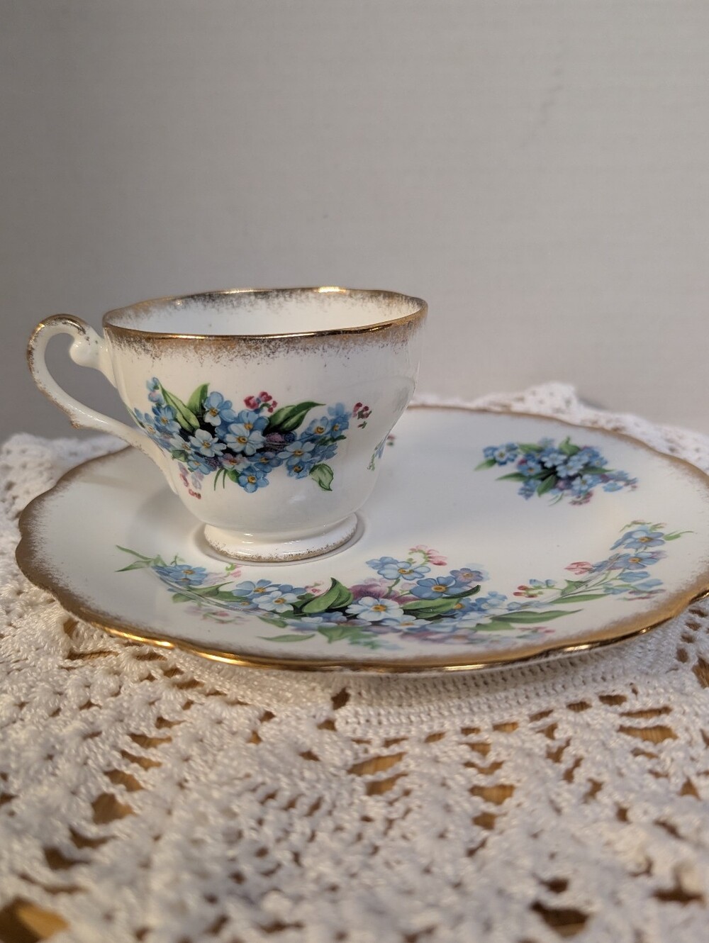 Royal Standard Forget Me Not Tea Cup & Saucer Desert Sandwich Plate China Set